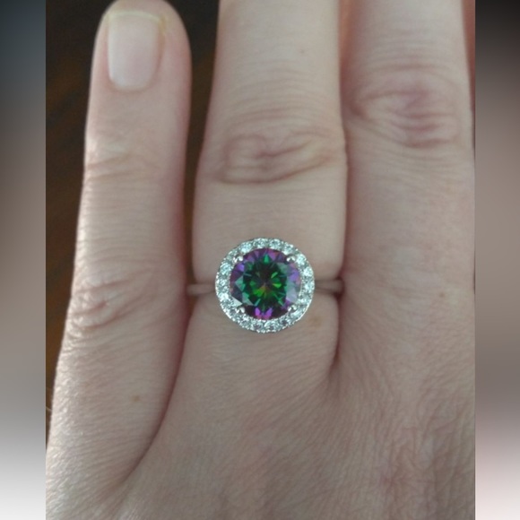 925 S Silver Rainbow and White Topaz Ring sz 9 - Picture 13 of 15